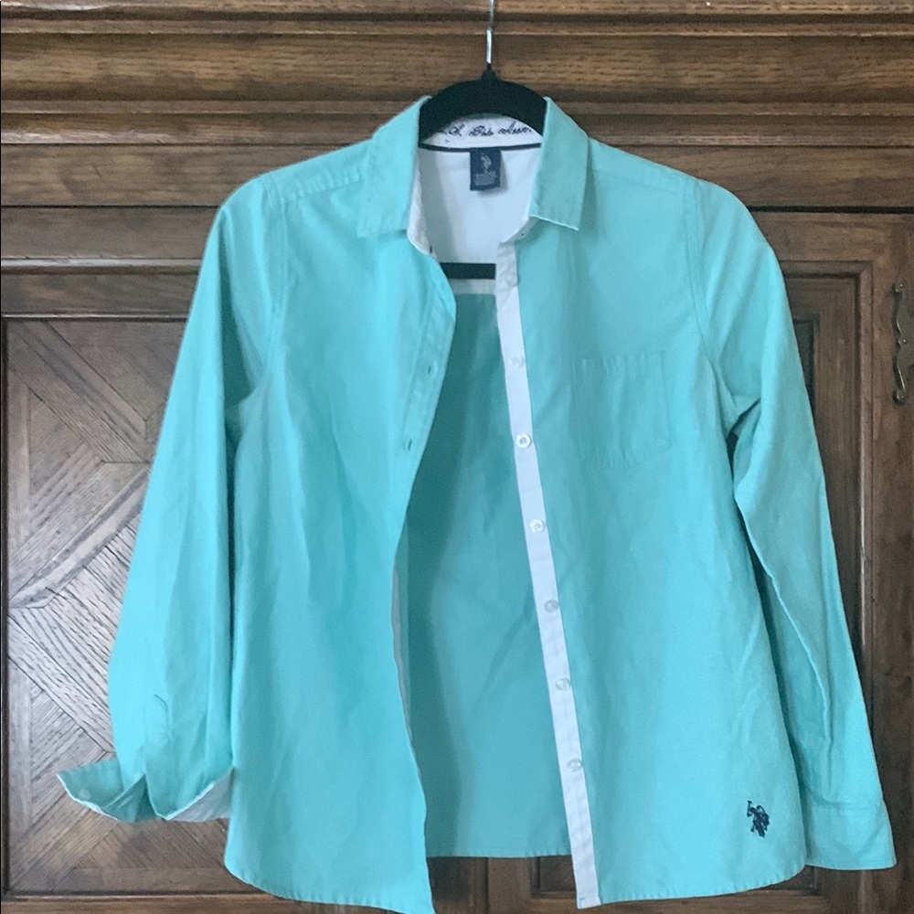 U.S. Polo Assn. Aqua Button-Up Blouse